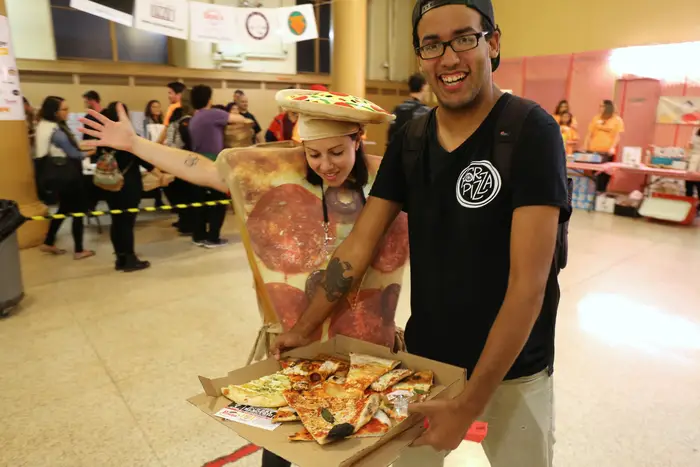 Mikey Rodriguez, the first person in line, told us he was going to eat 40 slices<br>